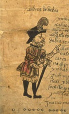 Andres de Tapia depicted in the Manuscript of the Dogging.