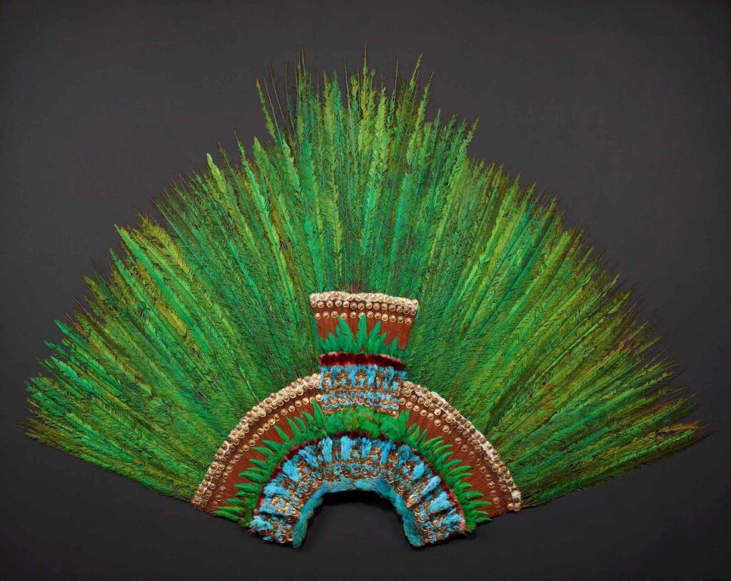 Quetzal-feather headdress housed in Vienna.