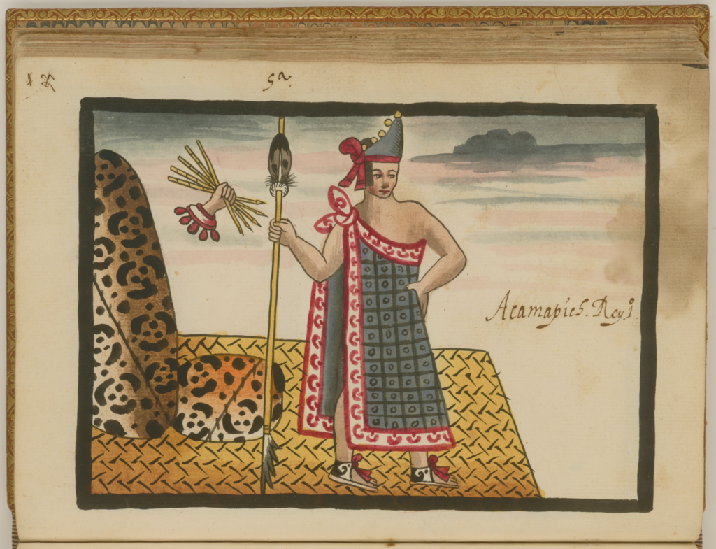 Illustration of Acamapichtli, Codex Tovar 1587 or 1588.