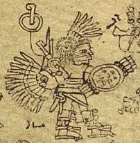 Chimalpopoca dressed as the god Huitzilopochtli