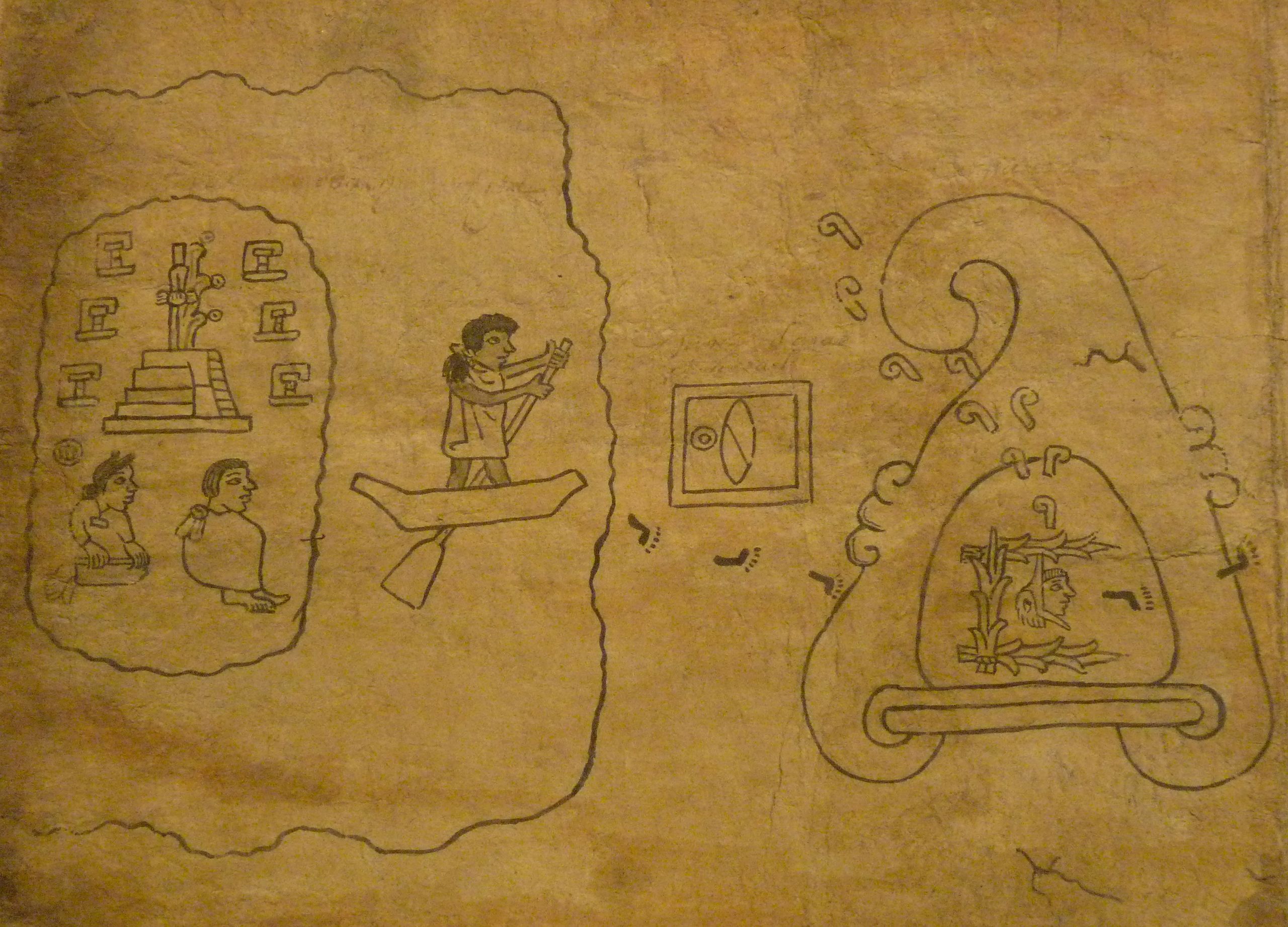 Folio 1 of the Codex Boturini showing Aztlan.